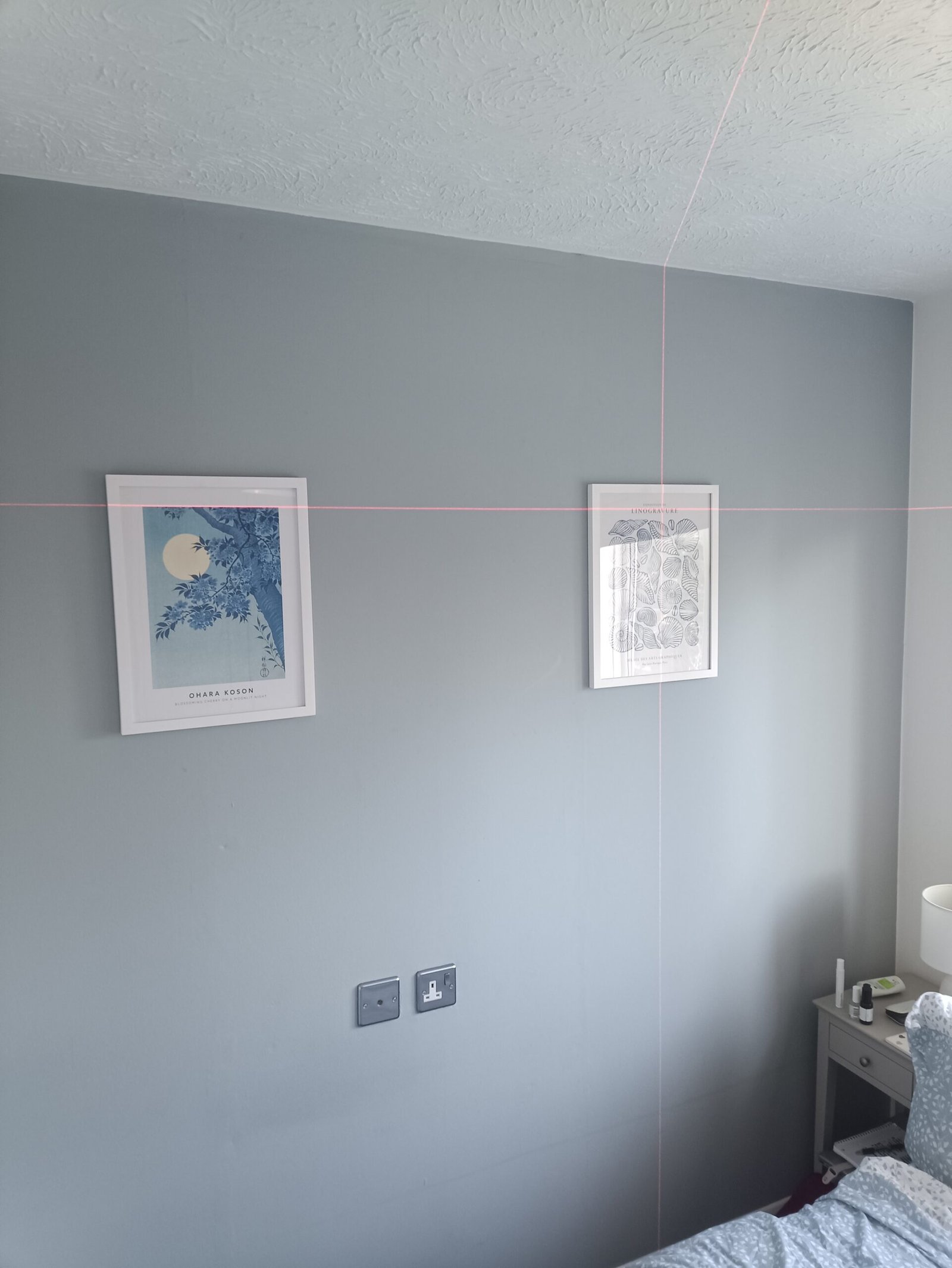 Picture hang using a laser level