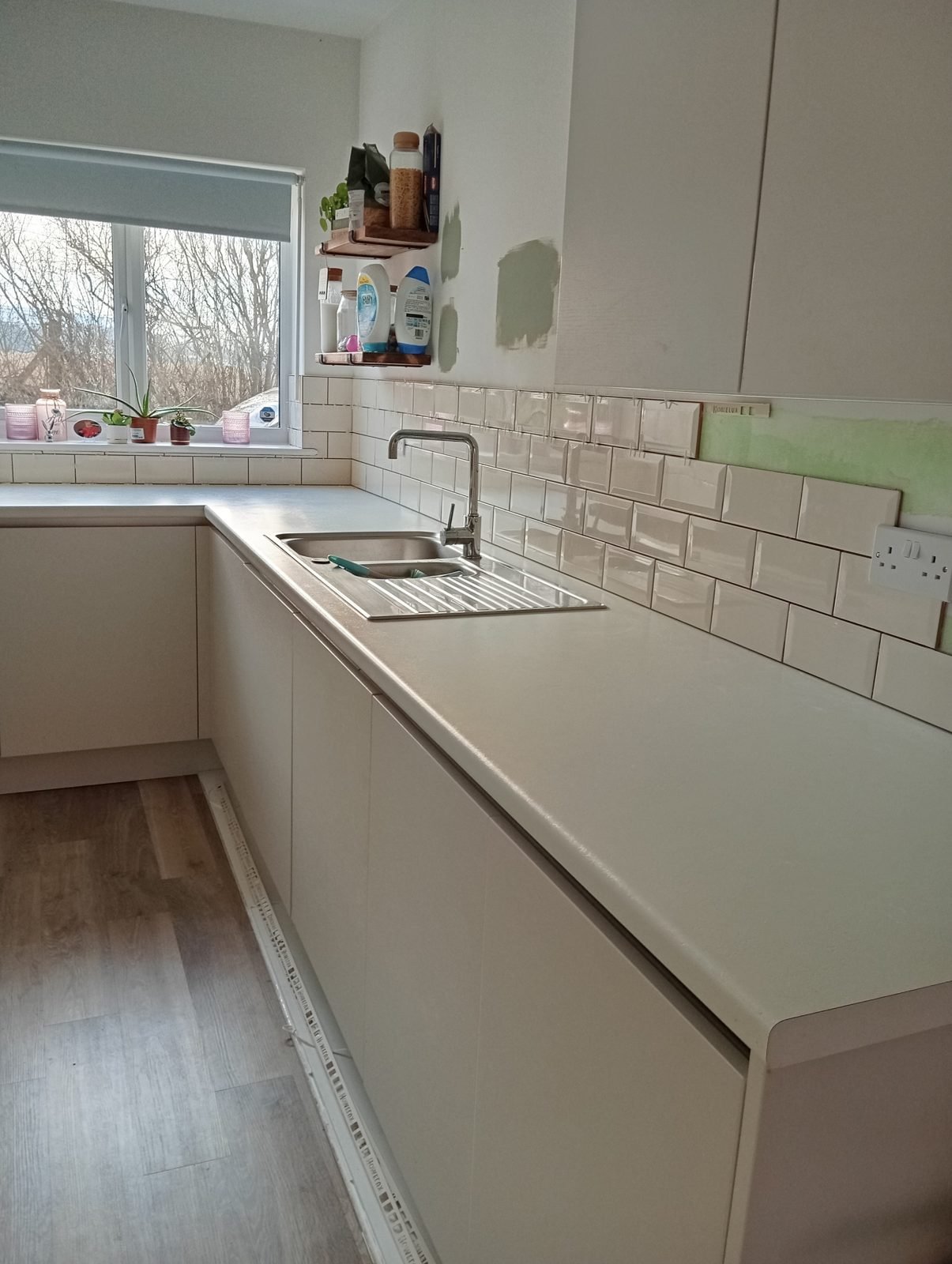 Sink wall metro tile splashback grouted
